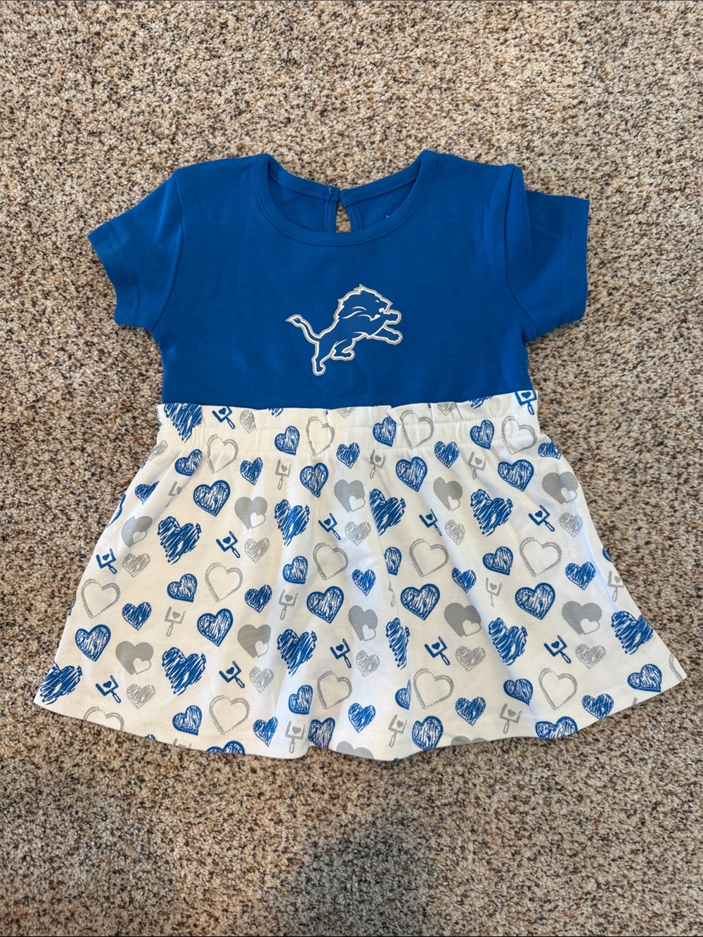 NFL Girls Detroit Lions Blue and White Heart Dress